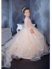 Champagne Tulle Heart Back Flower Girl Dress